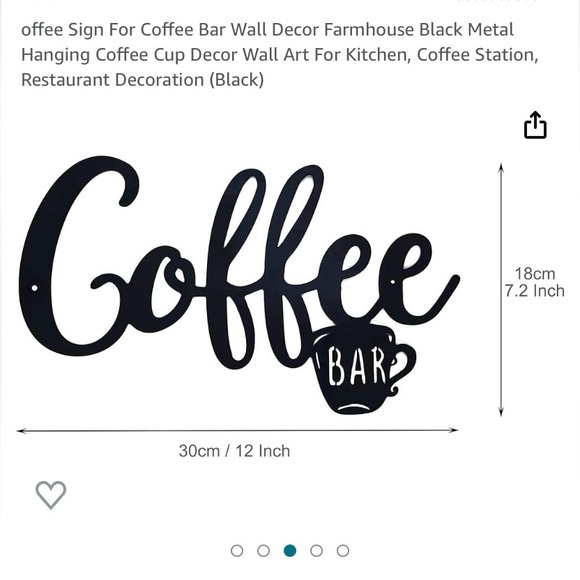 Black metal coffee bar sign - Picture 2 of 3